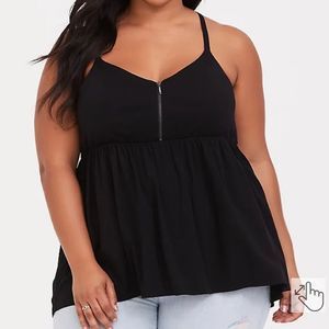 torrid Black Zip-Front Babydoll Cami